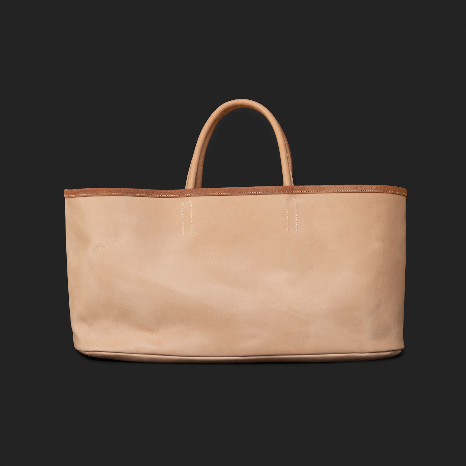 ﻿Leather Oval Basket Bag